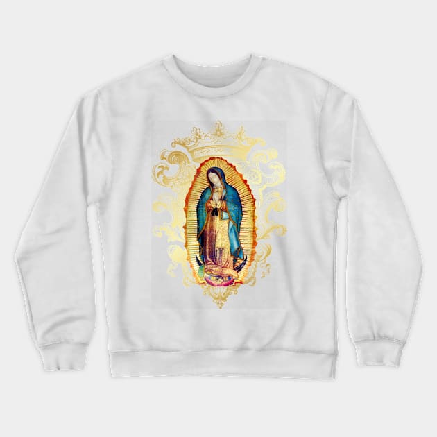Our Lady of Guadalupe Mexican Virgin Mary Mexico Aztec Tilma 20-102 Crewneck Sweatshirt by hispanicworld